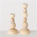 Zestaw 2 drewnianych świeczników Boltze Beads