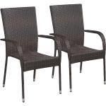 Brązowe Krzesła ogrodowe - 2 sztuki w nowoczesnym stylu z polirattanu marki ELIOR 