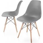 Przecenione Szare Krzesła do jadalni - 2 sztuki w stylu skandynawskim bukowe 