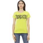 Zielone Koszulki z nadrukiem damskie z krótkimi rękawami eleganckie marki Trussardi w rozmiarze L 