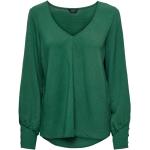 Zielone Bluzki z dekoltem w serek damskie do prania w pralce z długimi rękawami z poliestru z dekoltem w serek na jesień marki ONLY w rozmiarze XS 