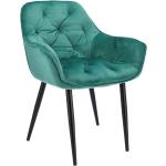 Przecenione Zielone Krzesła z podłokietnikami tapicerowane aksamitne marki ELIOR 