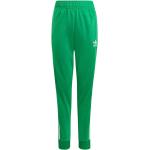 Zielone Spodnie dziecięce dresowe dla chłopców w paski z poliestru marki adidas 