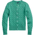 Zielone Swetry z warkoczami damskie z krótkimi rękawami eleganckie bawełniane marki POLO RALPH LAUREN Big & Tall w rozmiarze S 