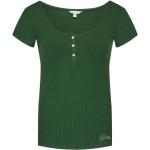 Zielone Koszulki z ozdobnym strasem z krótkimi rękawami z wiskozy marki Guess w rozmiarze L 