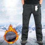 Szare Spodnie trekkingowe męskie do prania ręcznego w stylu casual polarowe na zimę w rozmiarze XL 