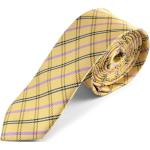 Złote Krawaty męskie w kratkę 