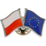 Znaczek Flaga Polski I Unii Kolor Srebrny