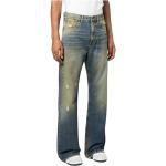 Niebieskie Zniszczone jeansy męskie Bootcut dżinsowe marki Palm Angels 